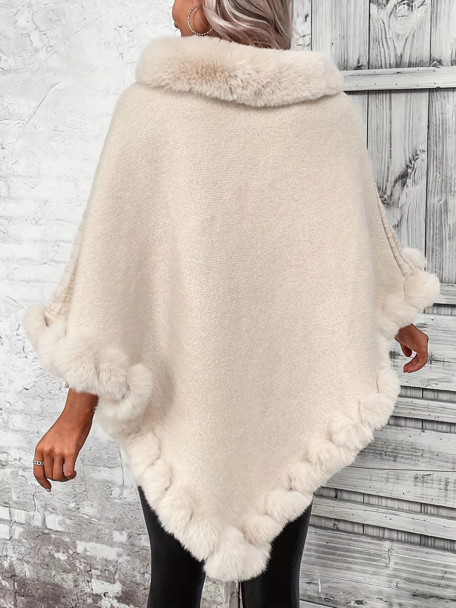 Elegante wafel gebreide poncho - Sofia