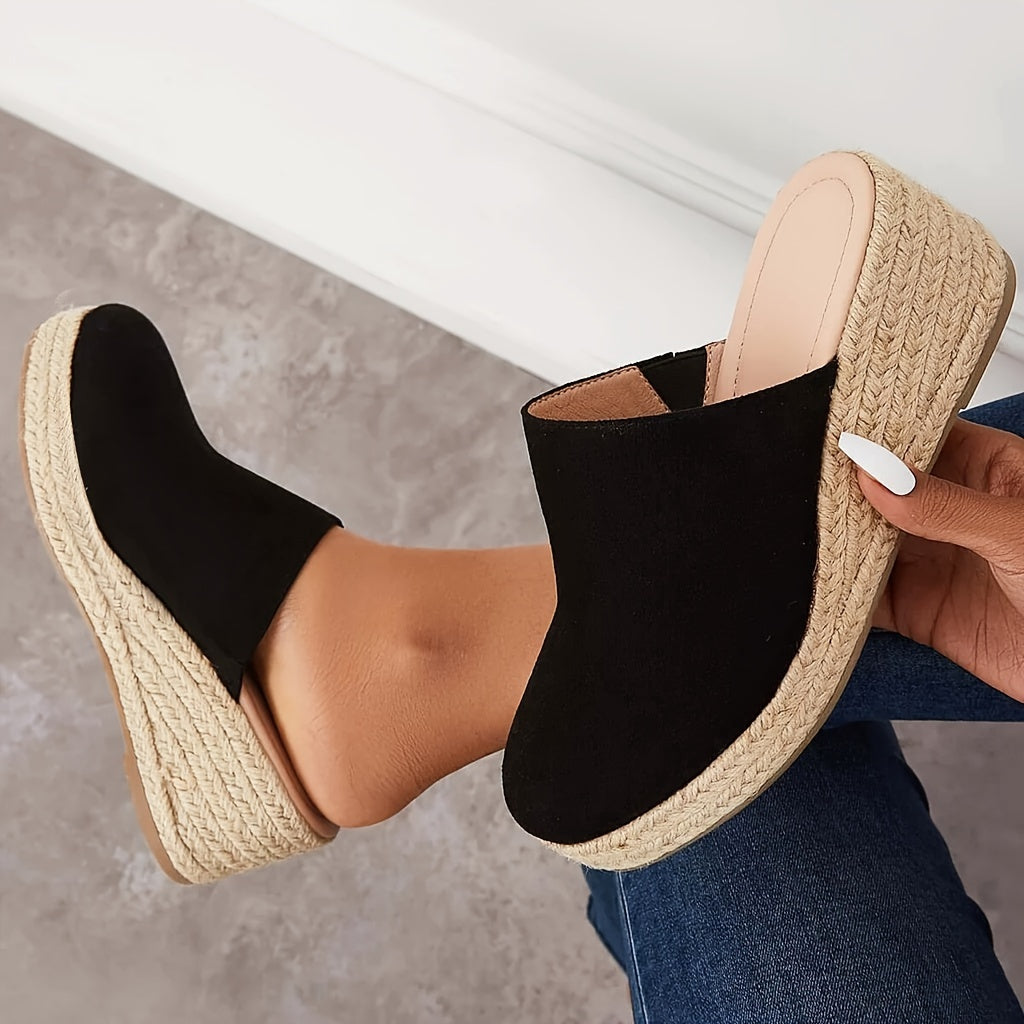 VALERIE | Espadrille sleehak sandalen, gesloten teen slip-on zomerschoenen