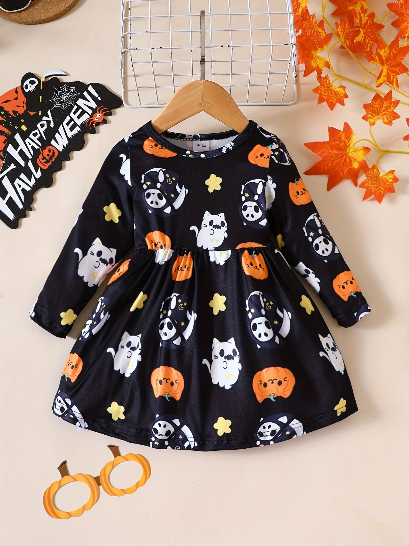 Halloween-jurk voor babymeisjes met print