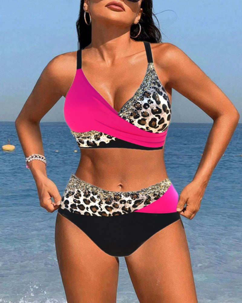 ZOE | Bikinizwempak met kleurblokken en luipaardprint