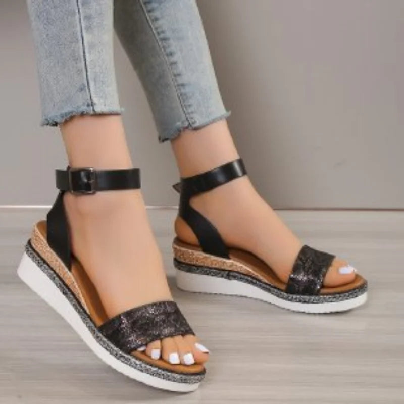 SANDRA | Open riem ontwerp platte zool dames sandalen