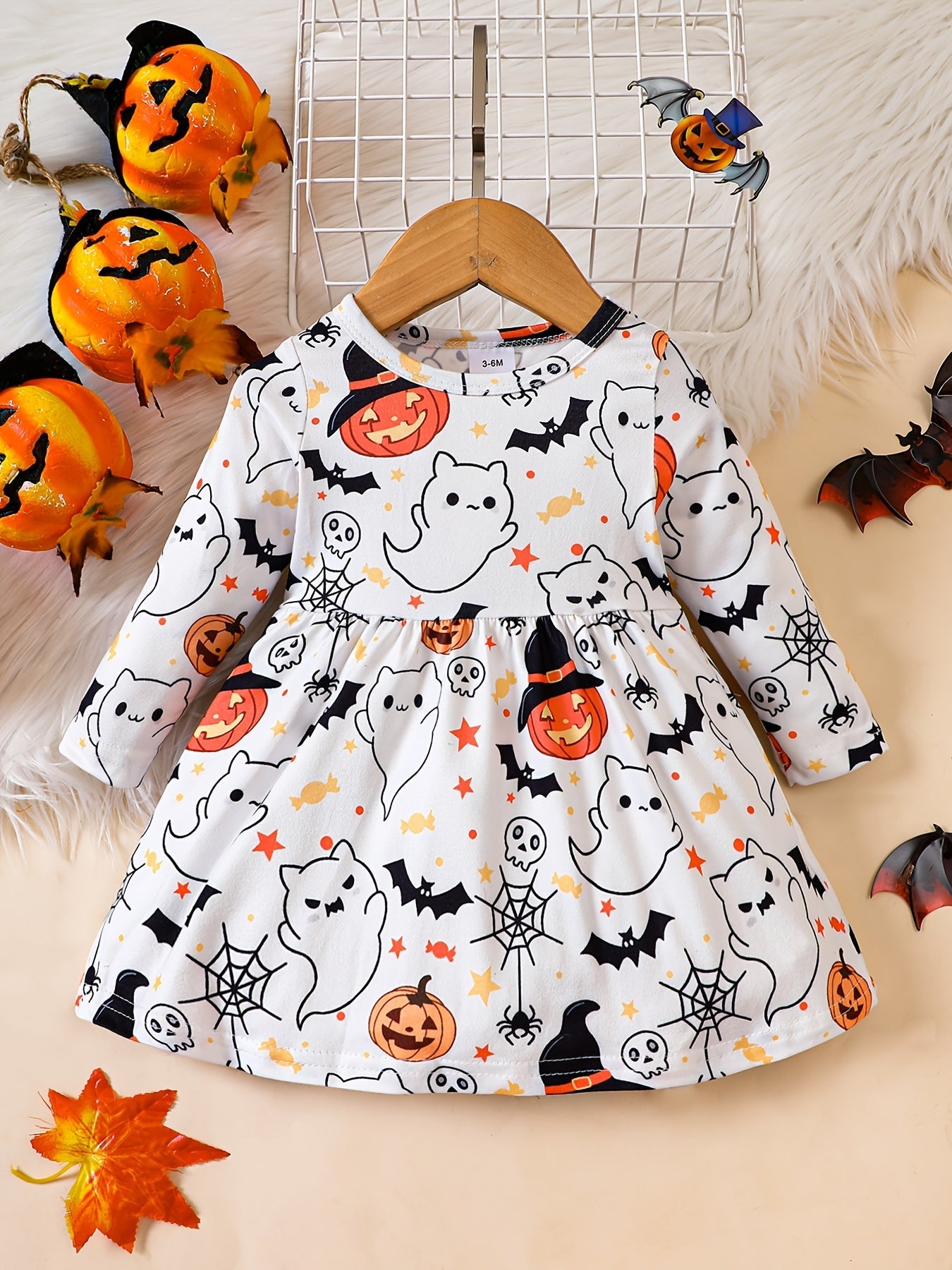 Halloween-jurk voor babymeisjes met print