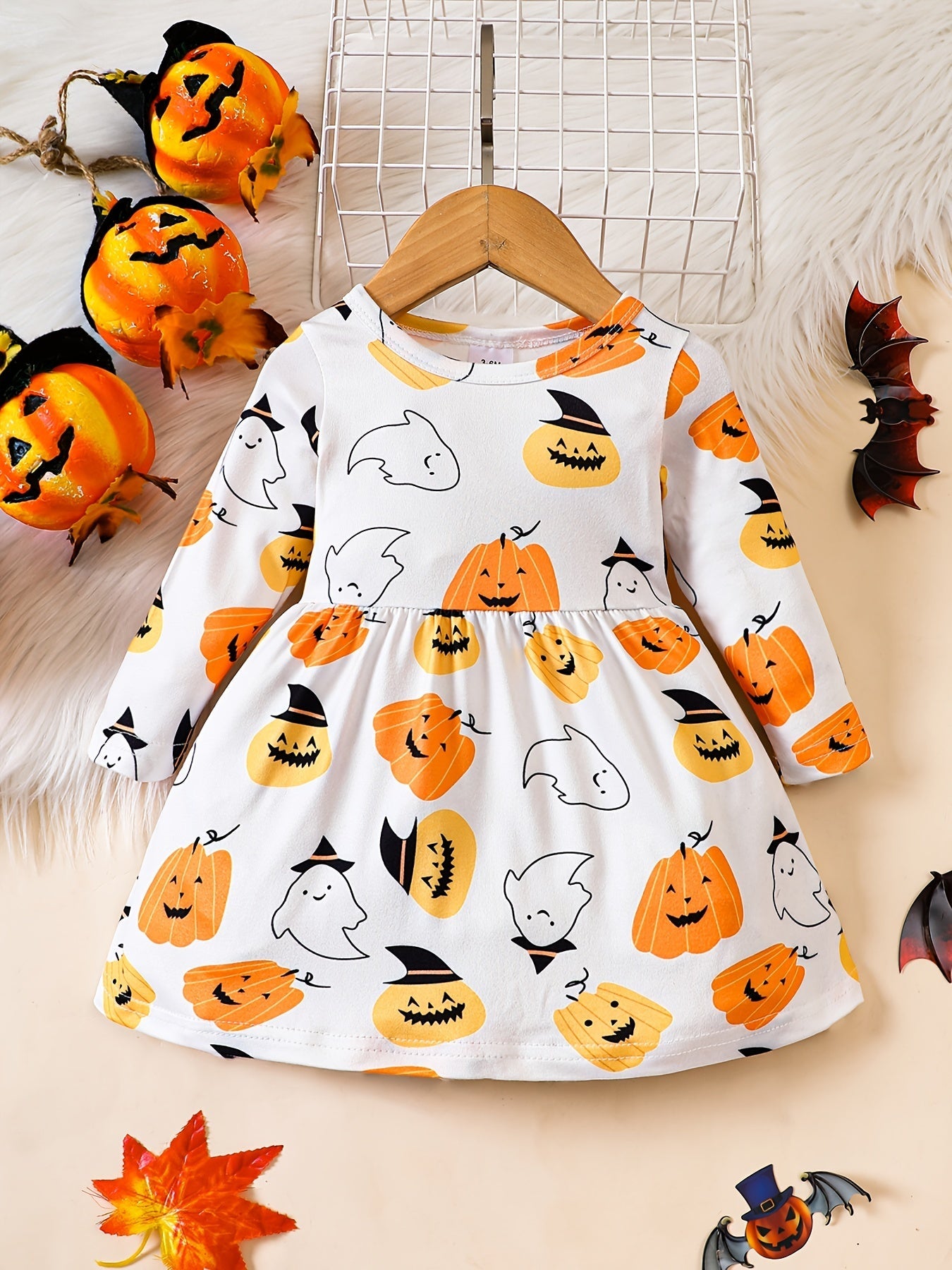 Halloween-jurk voor babymeisjes met print