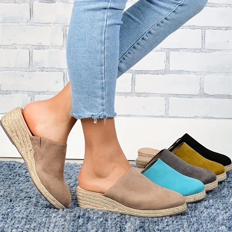 VALERIE | Espadrille sleehak sandalen, gesloten teen slip-on zomerschoenen