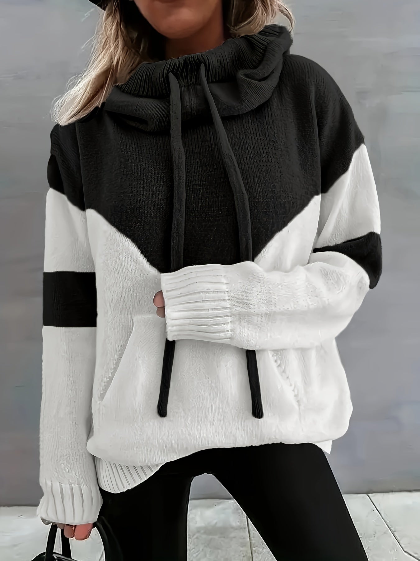 Abrikooskleurige Colorblock Hoodie - Mila