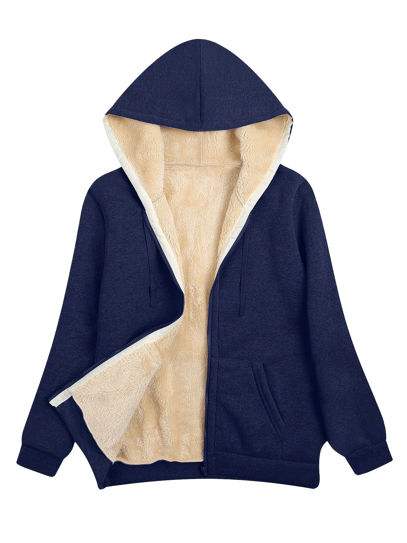 Zwarte Fleece Gevoerde Hoodie Jas - Zoe