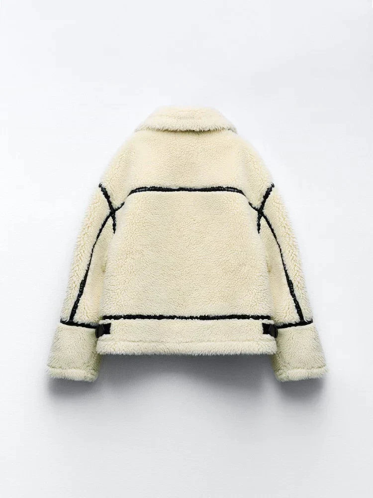 Dames winterjas met teddyvoering - Beige