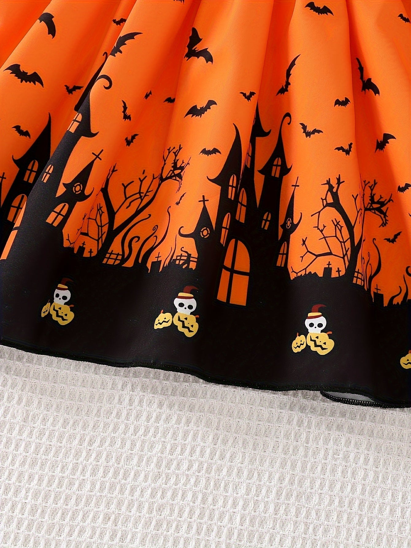 Halloweenjurk voor meisjes met lange mouwen van mesh en speelse print