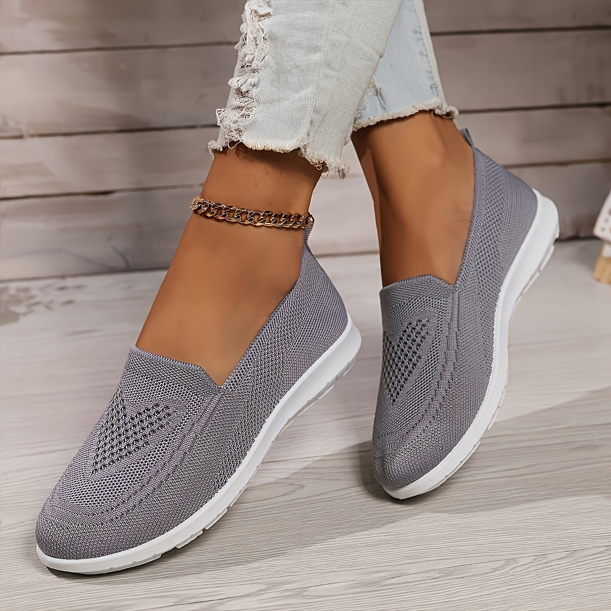 YASMINE | Effen Kleur Gebreide Sneakers voor Dames