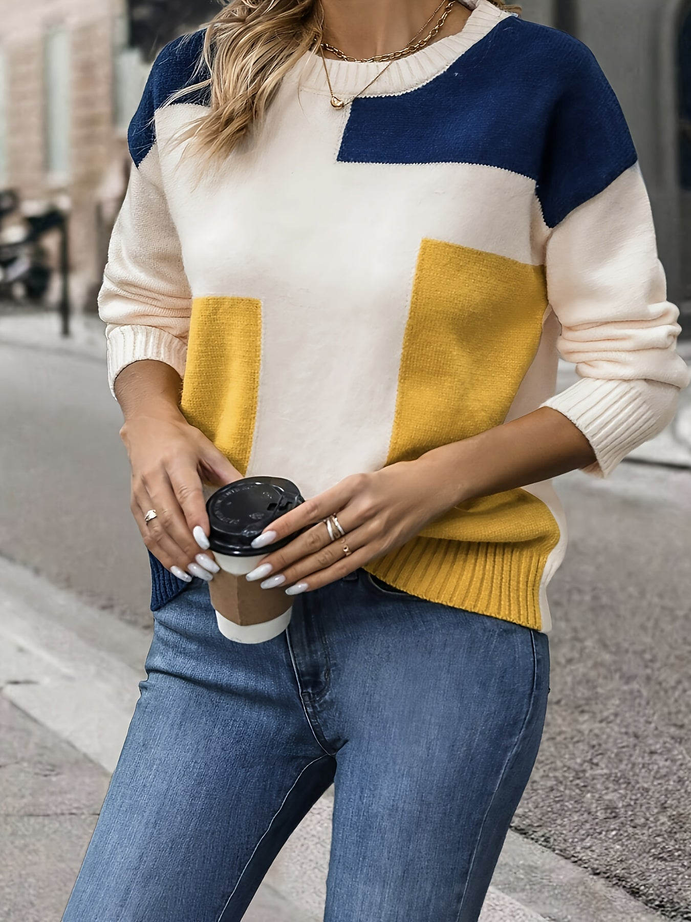 Gewaagde Colorblock Sweater - Zoë