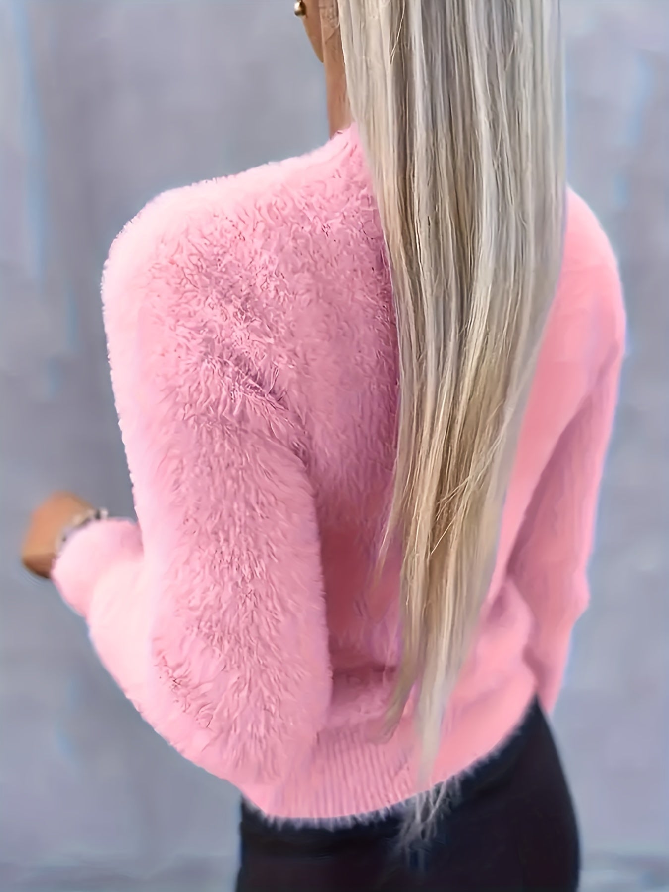 Roze Pullover met Ronde Hals - Sofia