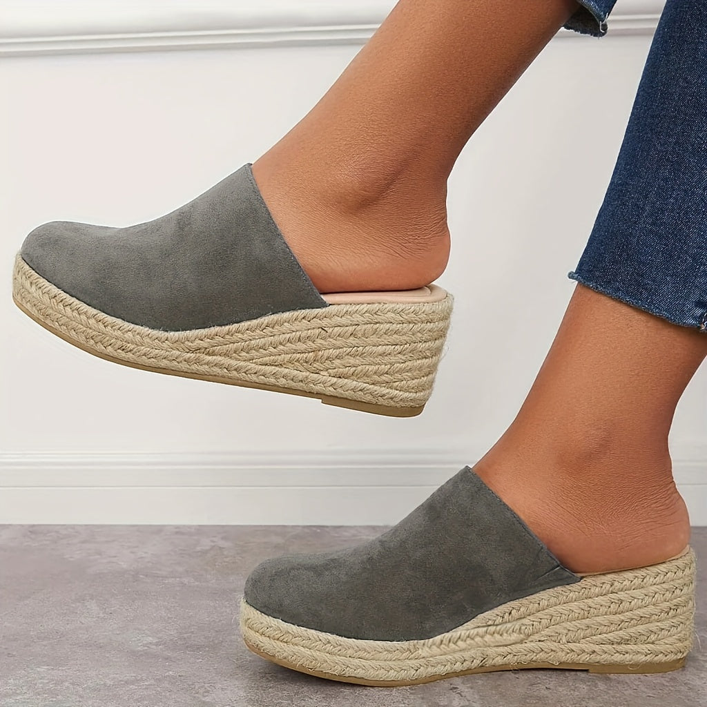 VALERIE | Espadrille sleehak sandalen, gesloten teen slip-on zomerschoenen