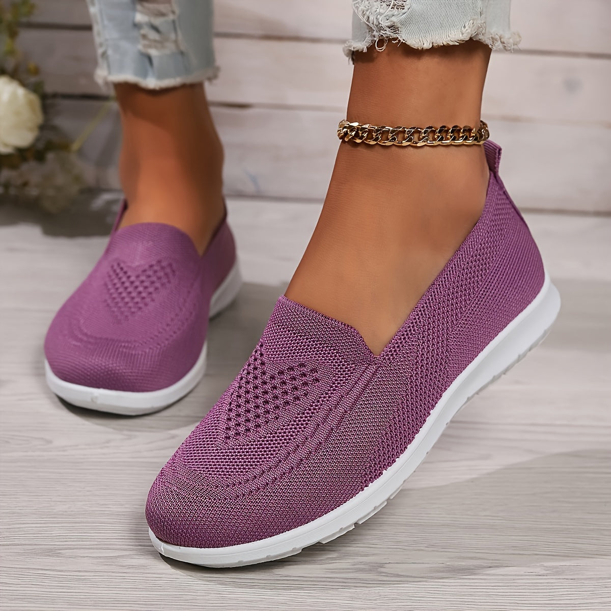 YASMINE | Effen Kleur Gebreide Sneakers voor Dames