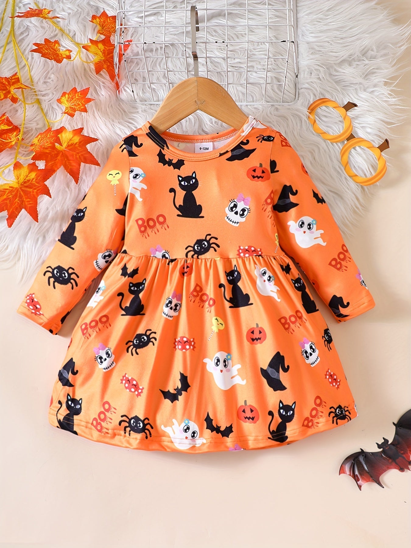 Halloween-jurk voor babymeisjes met print