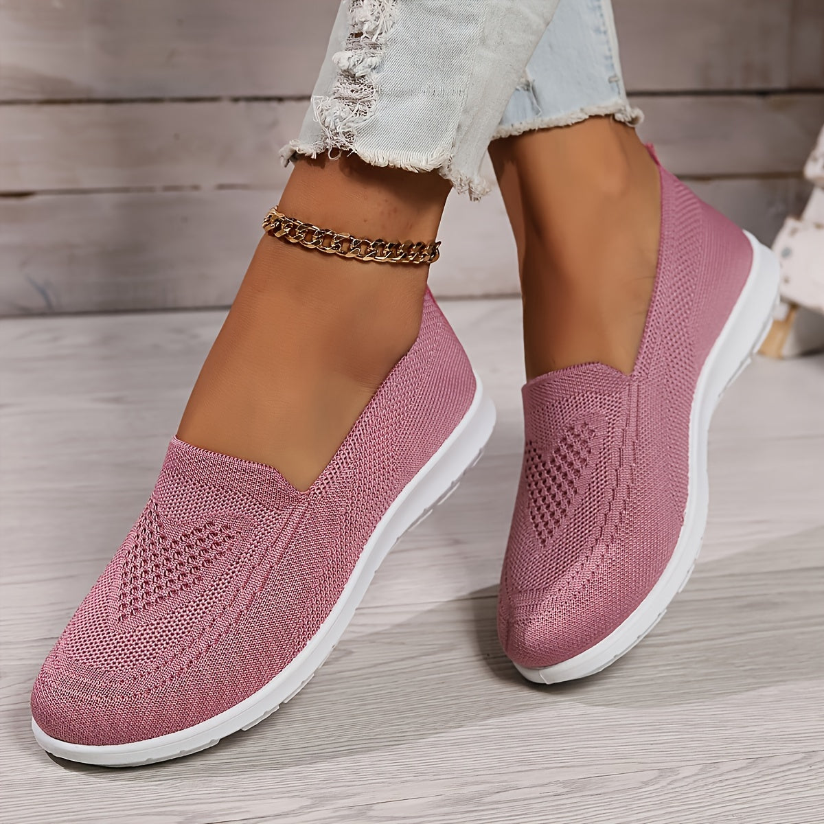 YASMINE | Effen Kleur Gebreide Sneakers voor Dames