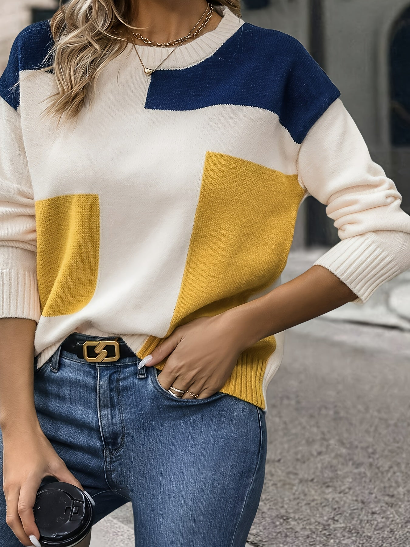 Gewaagde Colorblock Sweater - Zoë