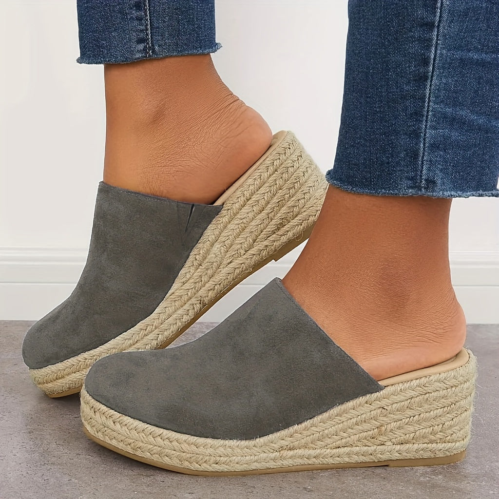 VALERIE | Espadrille sleehak sandalen, gesloten teen slip-on zomerschoenen