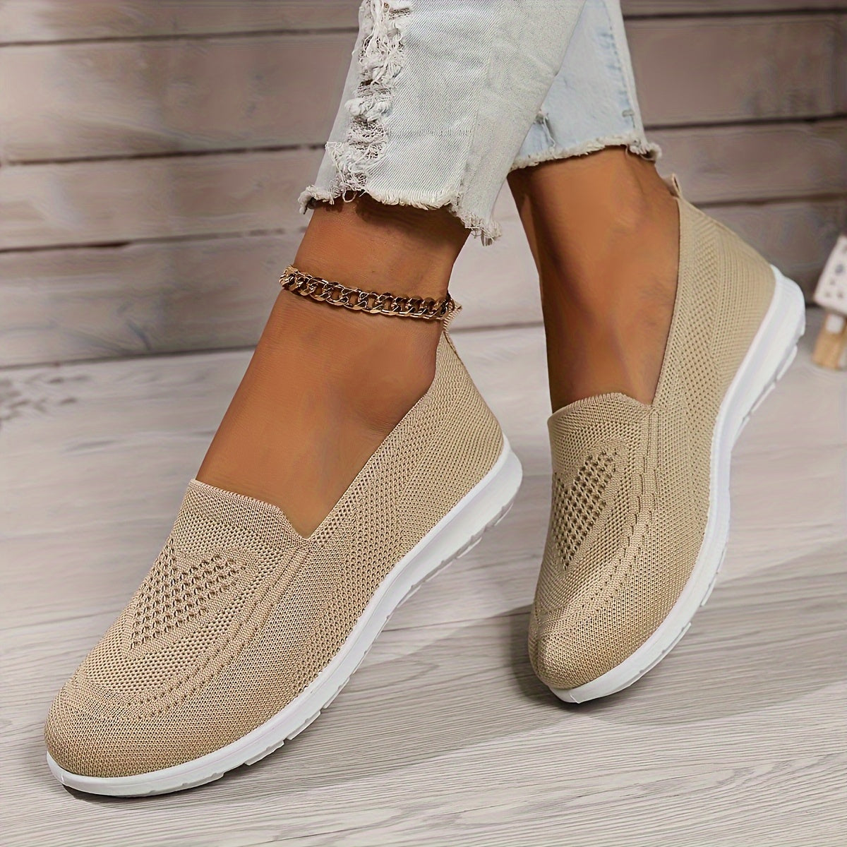 YASMINE | Effen Kleur Gebreide Sneakers voor Dames