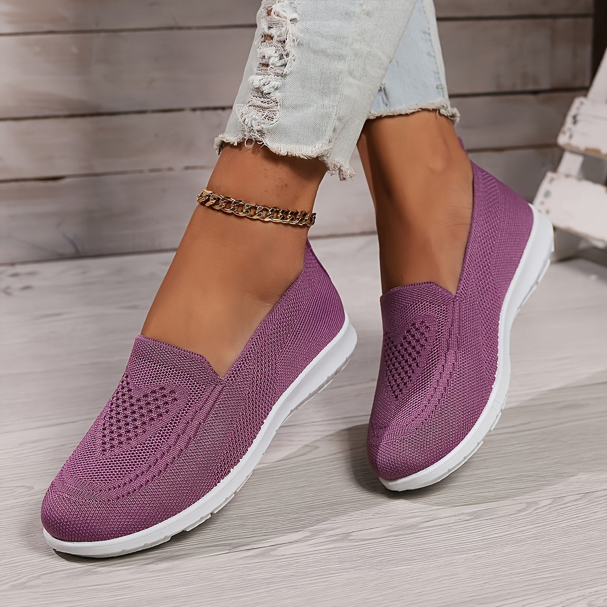 YASMINE | Effen Kleur Gebreide Sneakers voor Dames