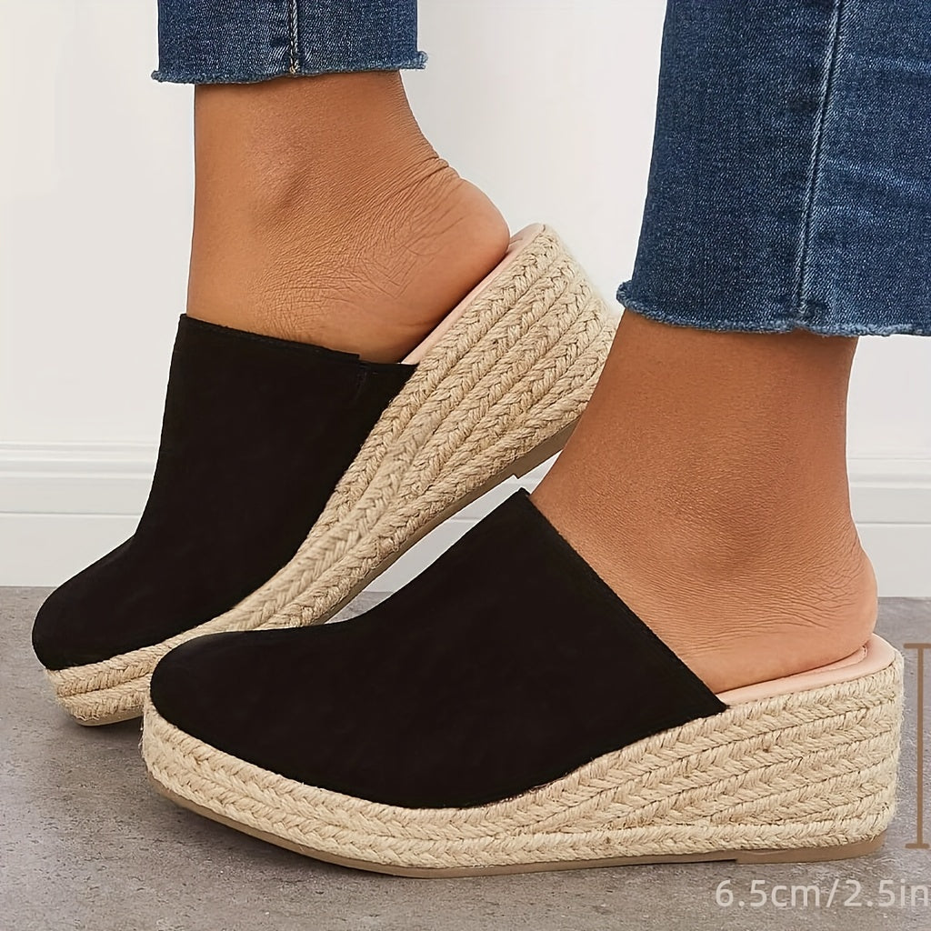 VALERIE | Espadrille sleehak sandalen, gesloten teen slip-on zomerschoenen