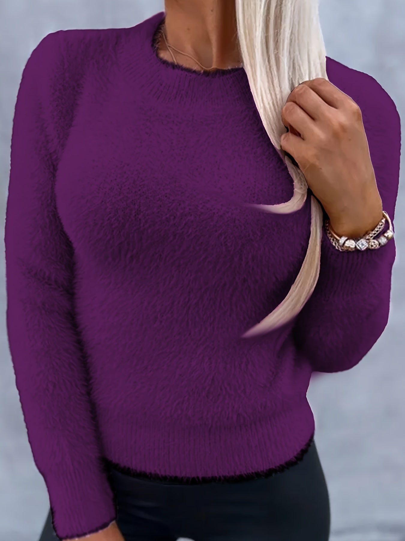 Roze Pullover met Ronde Hals - Sofia