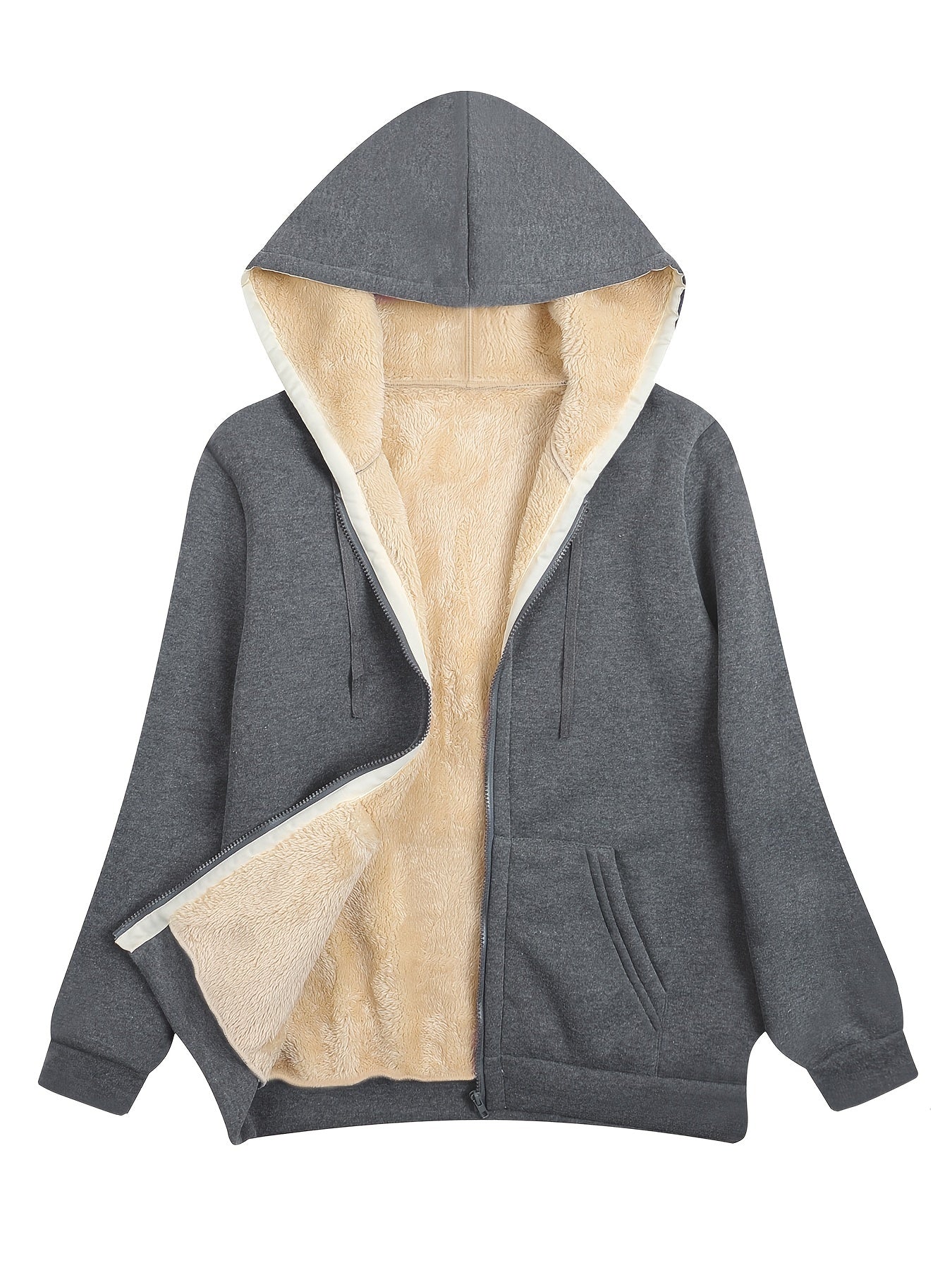 Zwarte Fleece Gevoerde Hoodie Jas - Zoe