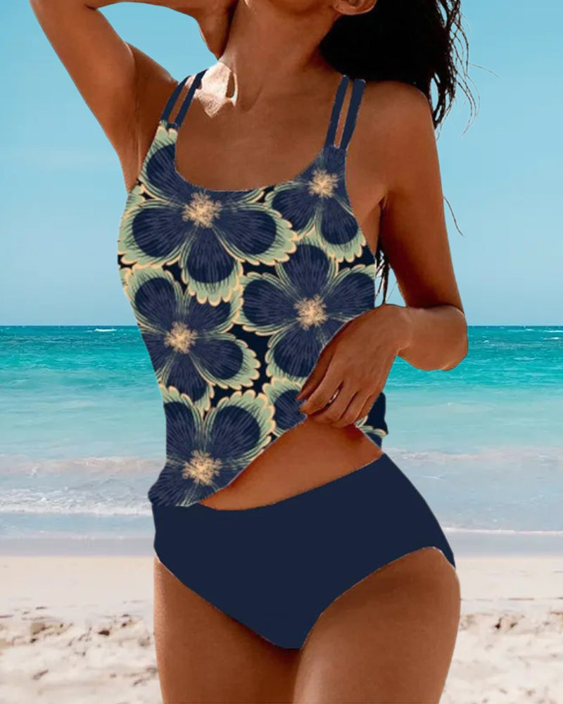 SADIE | Tankini met spaghettibandjes en bloemenprint