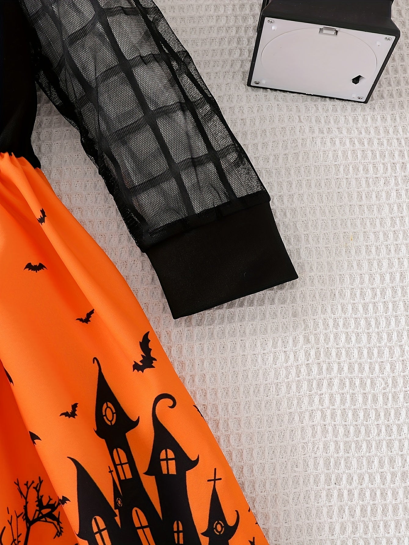 Halloweenjurk voor meisjes met lange mouwen van mesh en speelse print