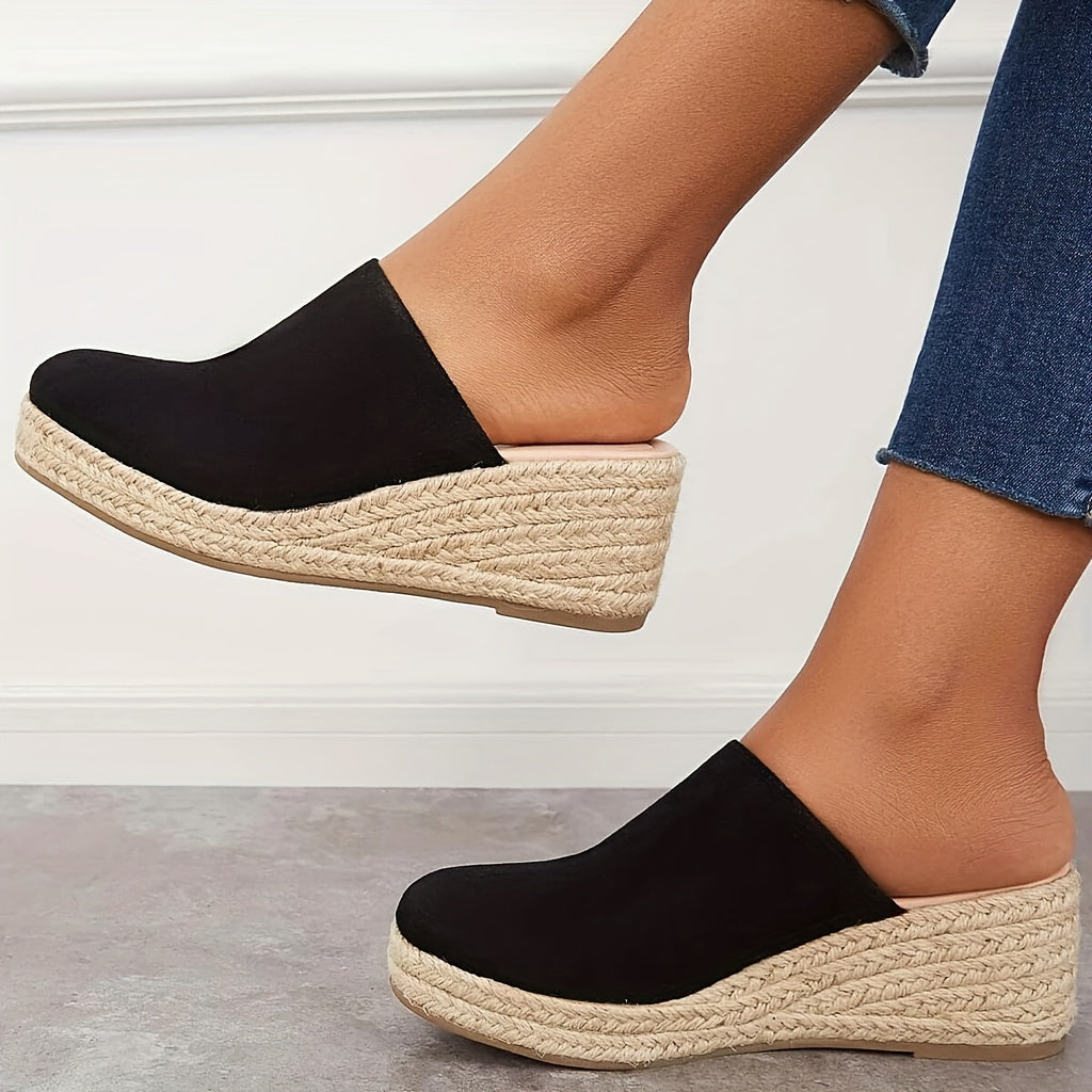 VALERIE | Espadrille sleehak sandalen, gesloten teen slip-on zomerschoenen