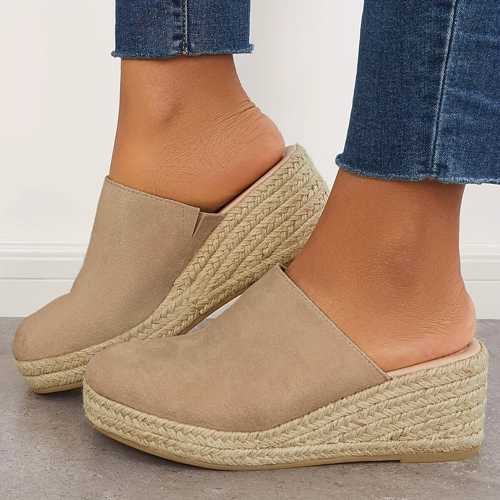 VALERIE | Espadrille sleehak sandalen, gesloten teen slip-on zomerschoenen