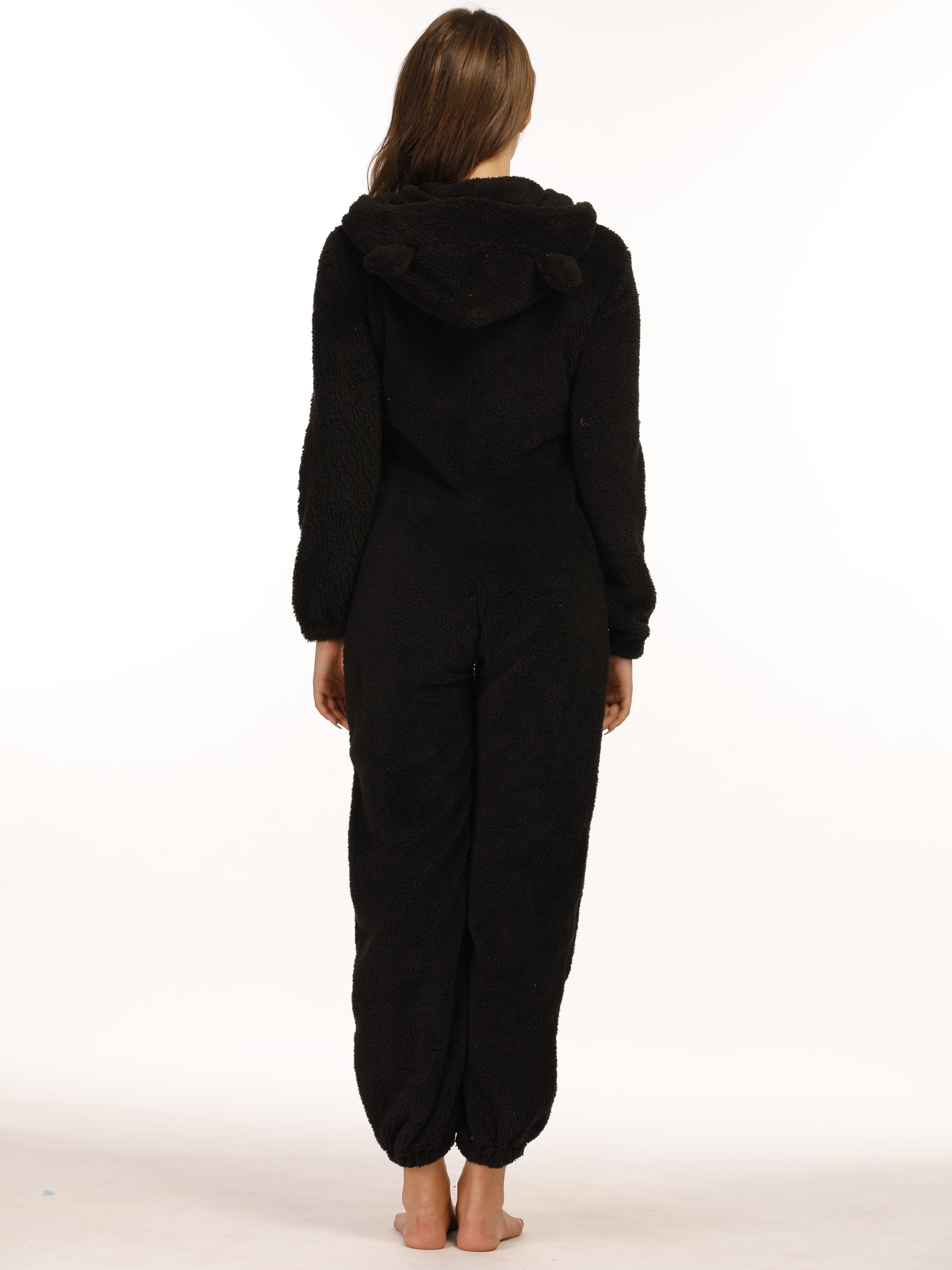 Rits Teddy-Jumpsuit met Kapuze