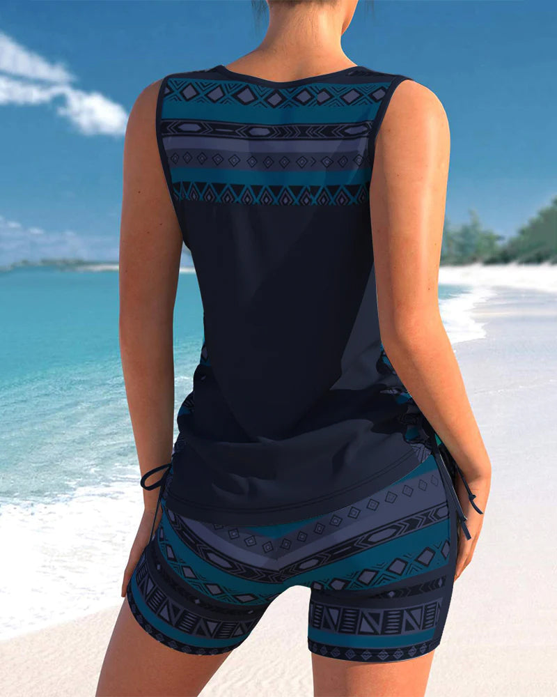 VIOLET | Tankini met een geometrisch patroon en V-hals