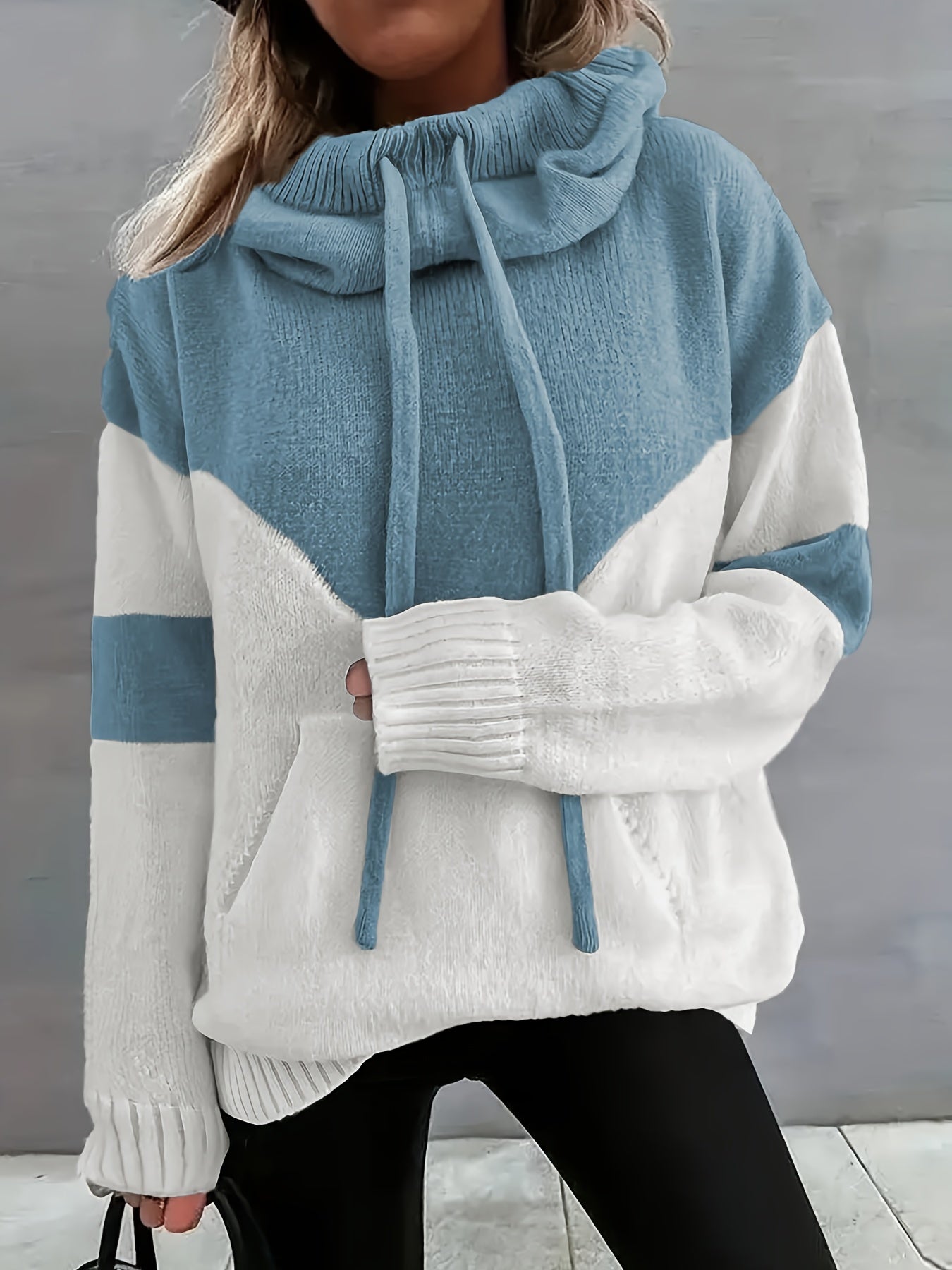 Abrikoos Colorblock Kapuzenpullover – Mila