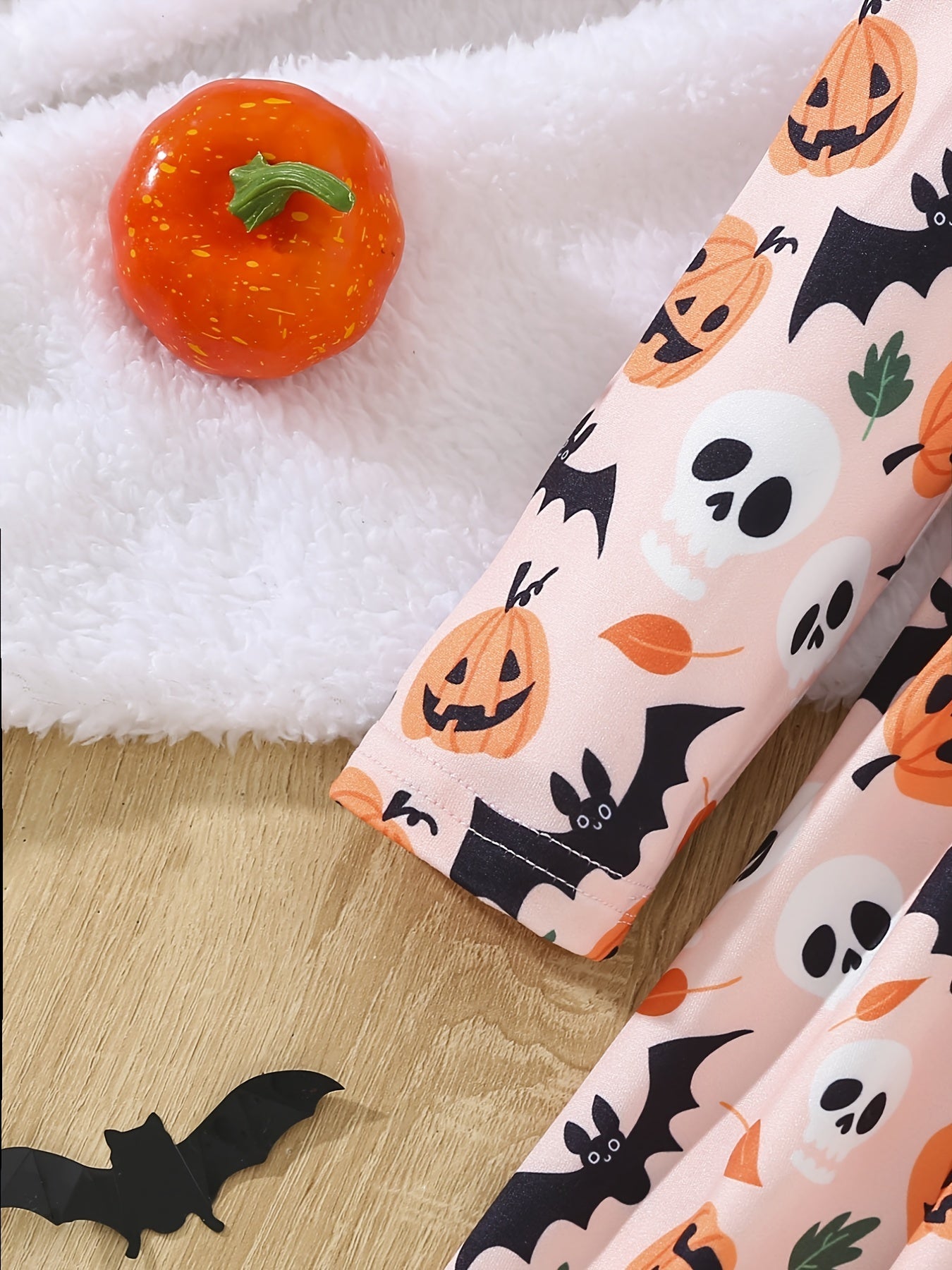 Halloween jurk voor babymeisjes met plooidetails en pompoenprint