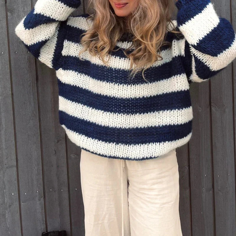 Blauwe Pullover in Old Money Stijl - Anna