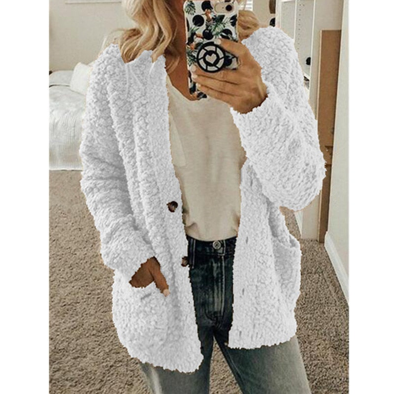 Witte Fuzzy Gebreide Cardigan - Emma