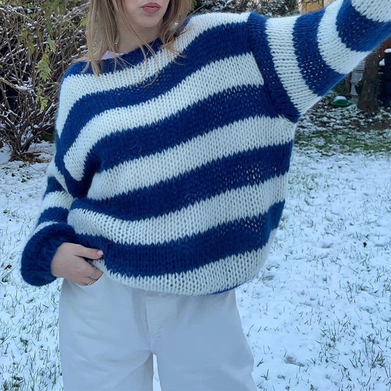 Blauwe Pullover in Old Money Stijl - Anna