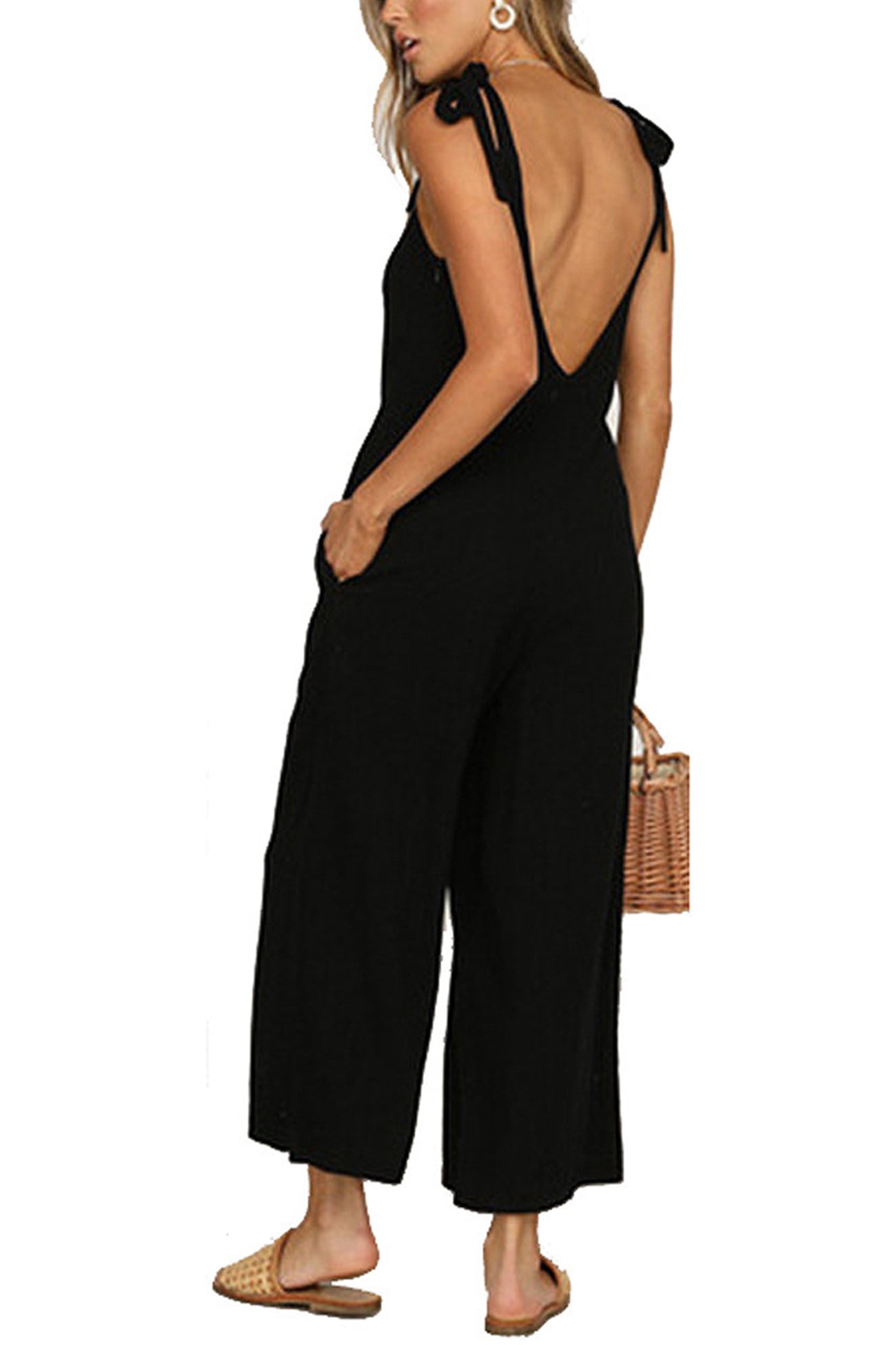 Rugloze jumpsuit met zakken en koordjes