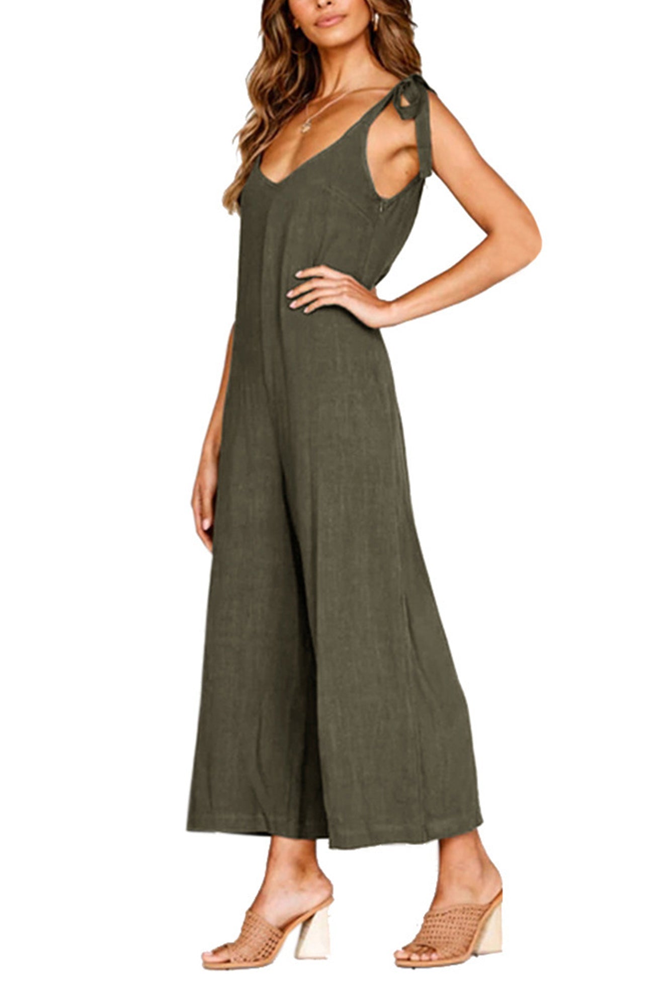 Rugloze jumpsuit met zakken en koordjes