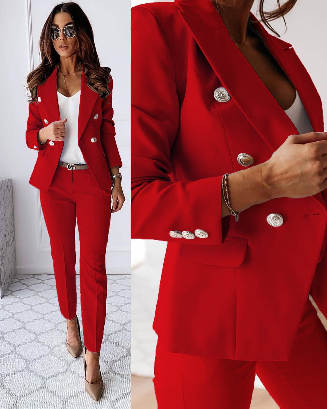 Elegant pak met blazer en broek - perfect voor een stijlvolle verschijning