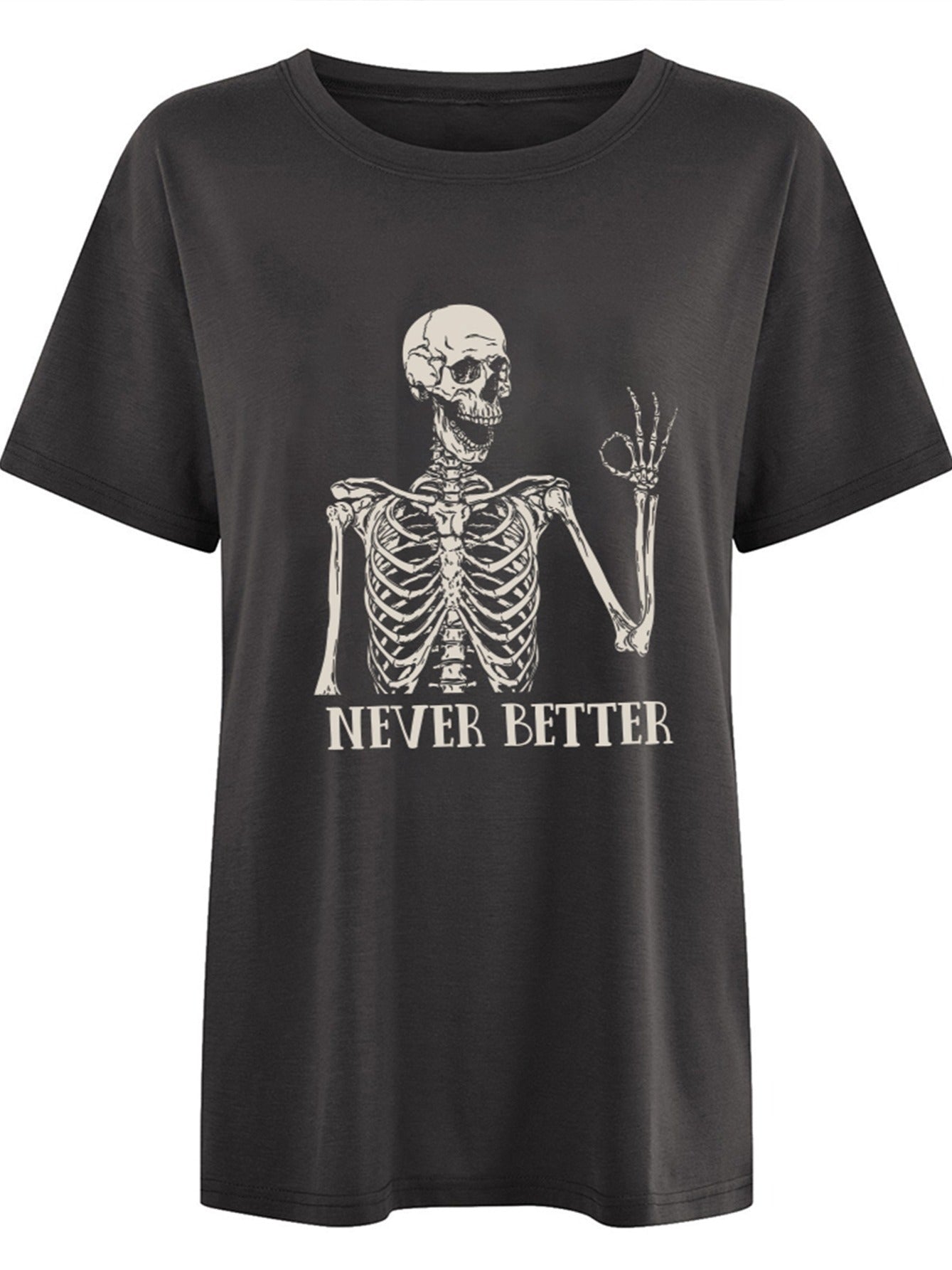 Halloween T-shirt met skeletprint, vintage look