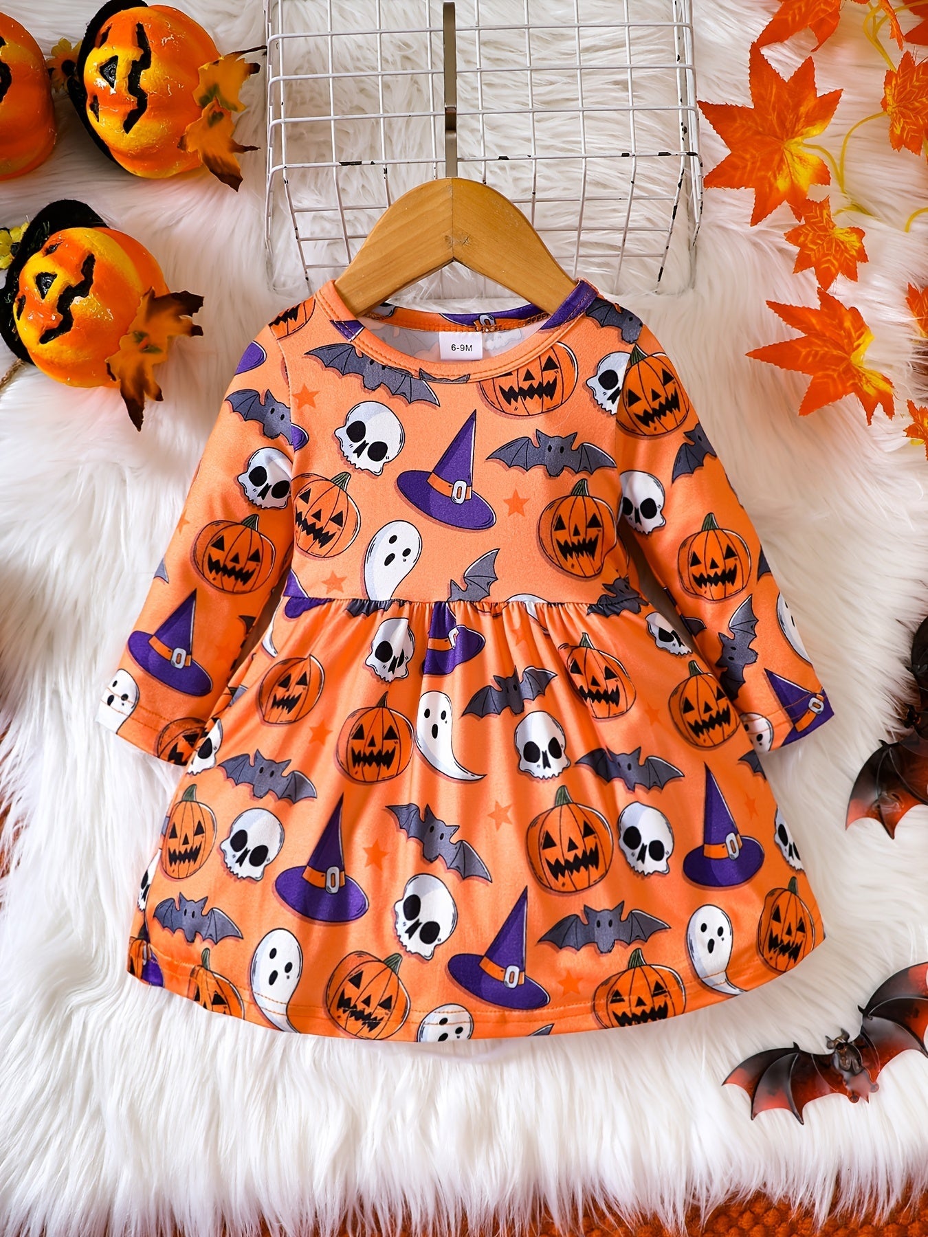 Halloween-jurk voor babymeisjes met print