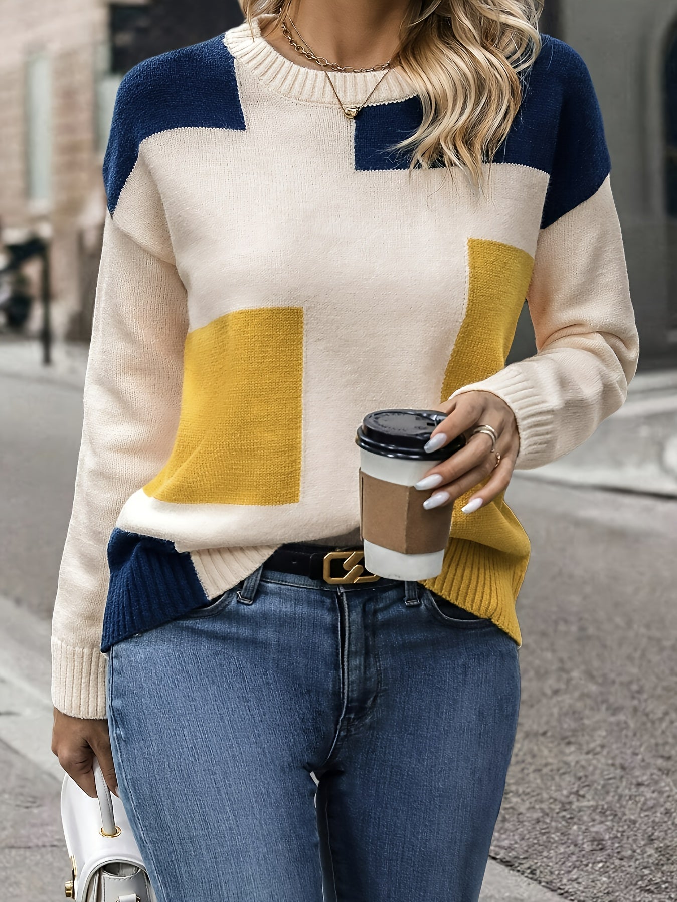 Gewaagde Colorblock Sweater - Zoë