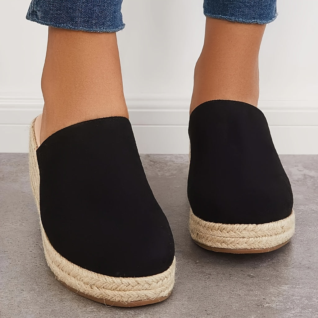 VALERIE | Espadrille sleehak sandalen, gesloten teen slip-on zomerschoenen