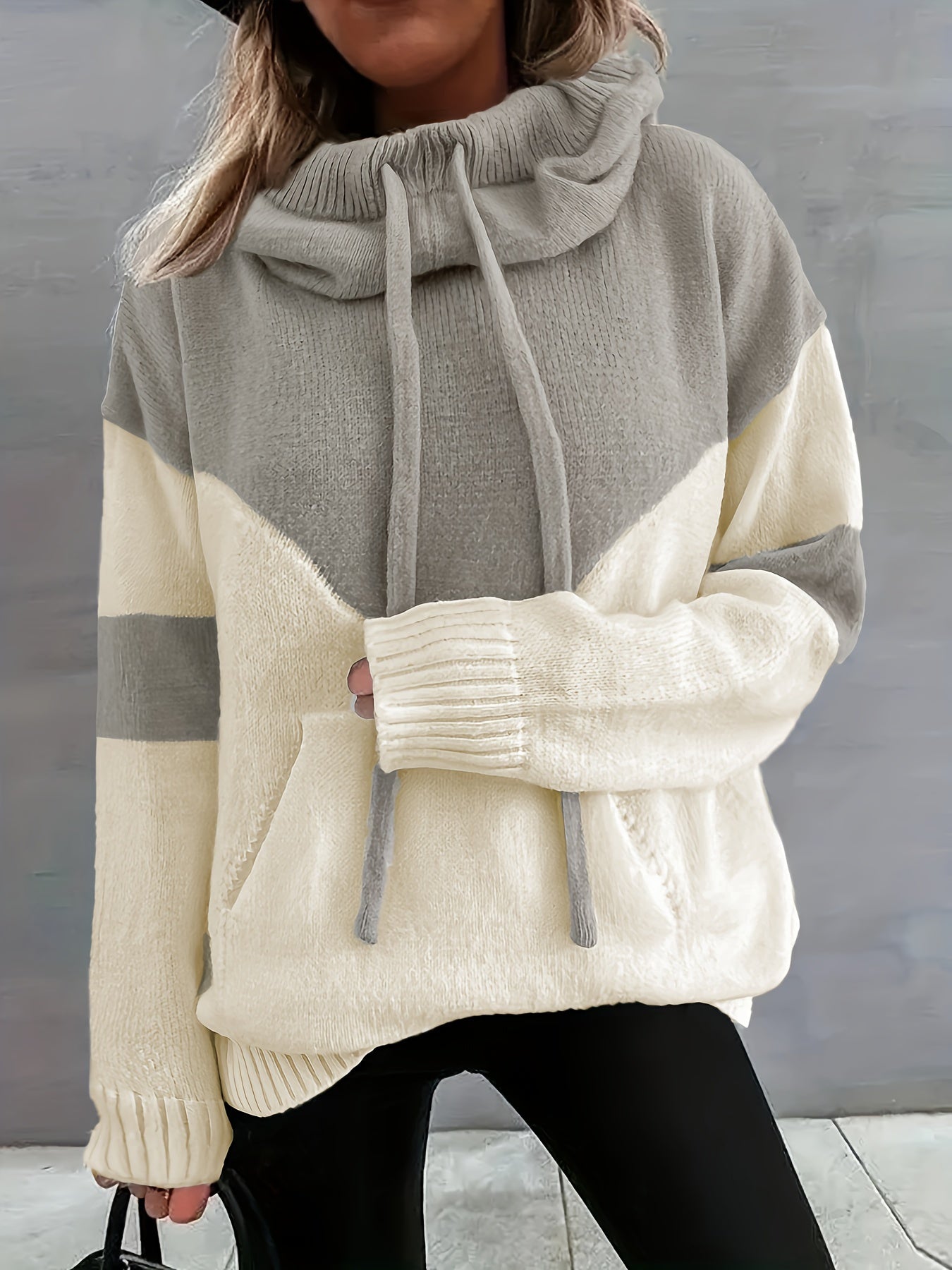 Abrikooskleurige Colorblock Hoodie - Mila