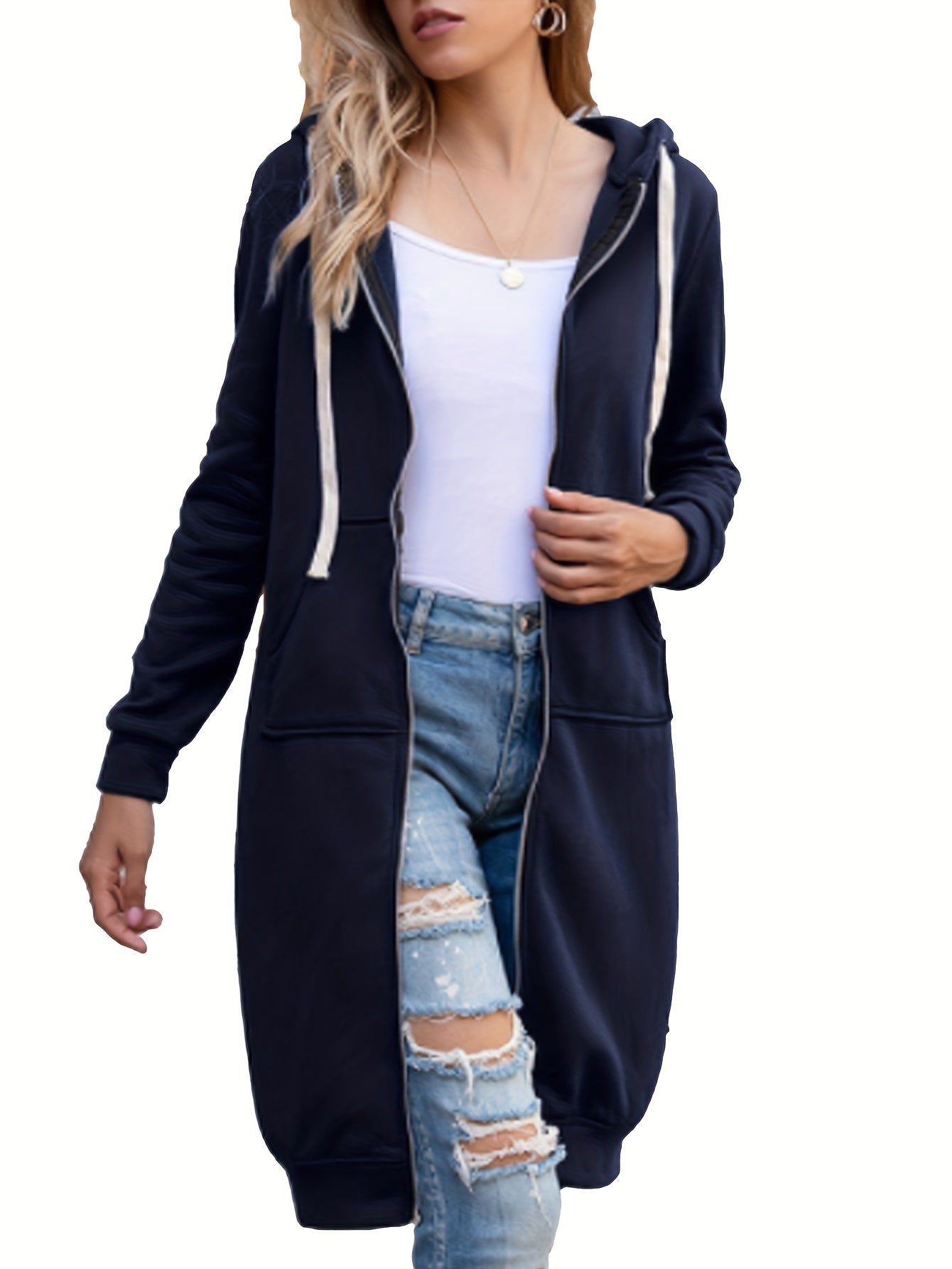 Rode Lange Zip-Up Hoodie – Lisa