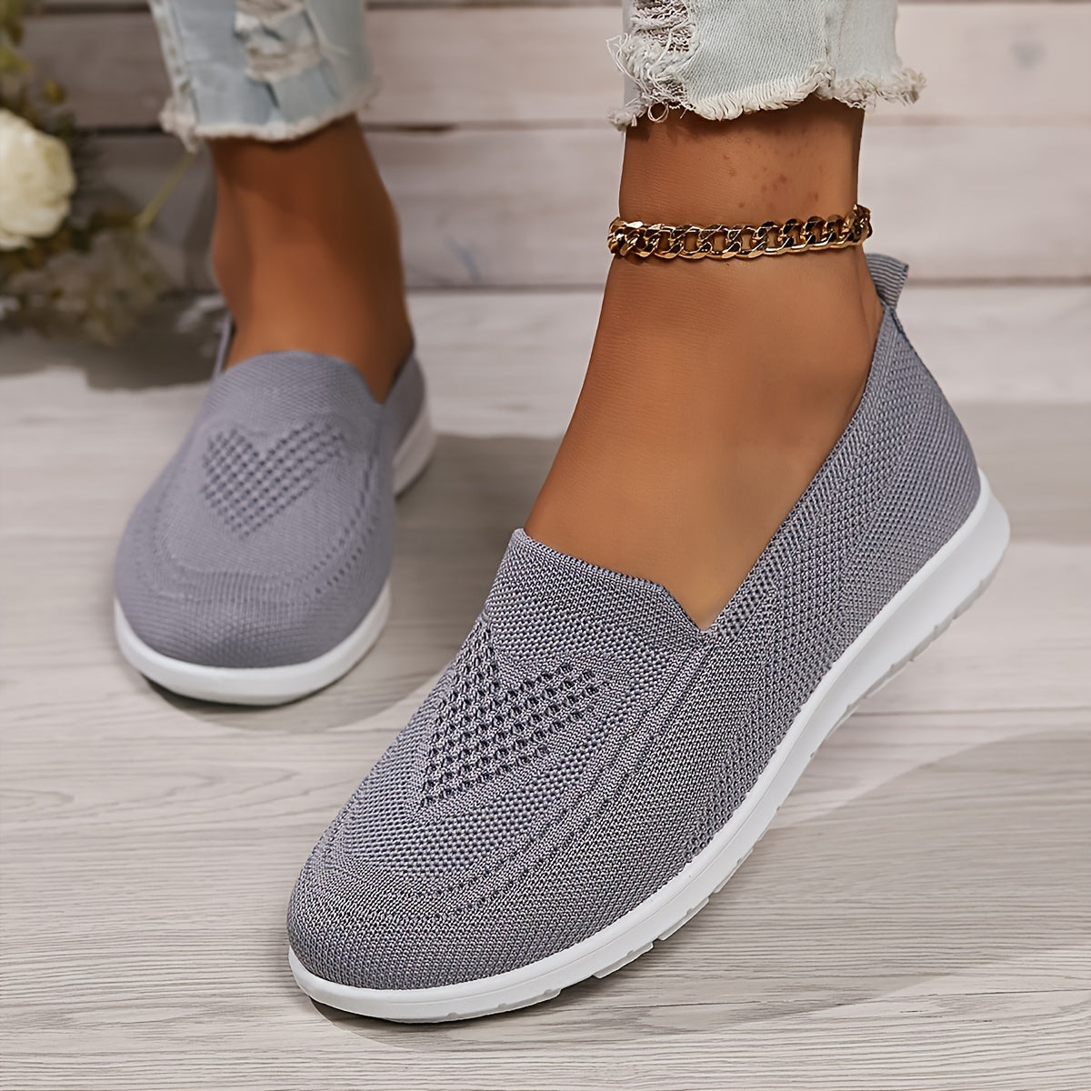 YASMINE | Effen Kleur Gebreide Sneakers voor Dames