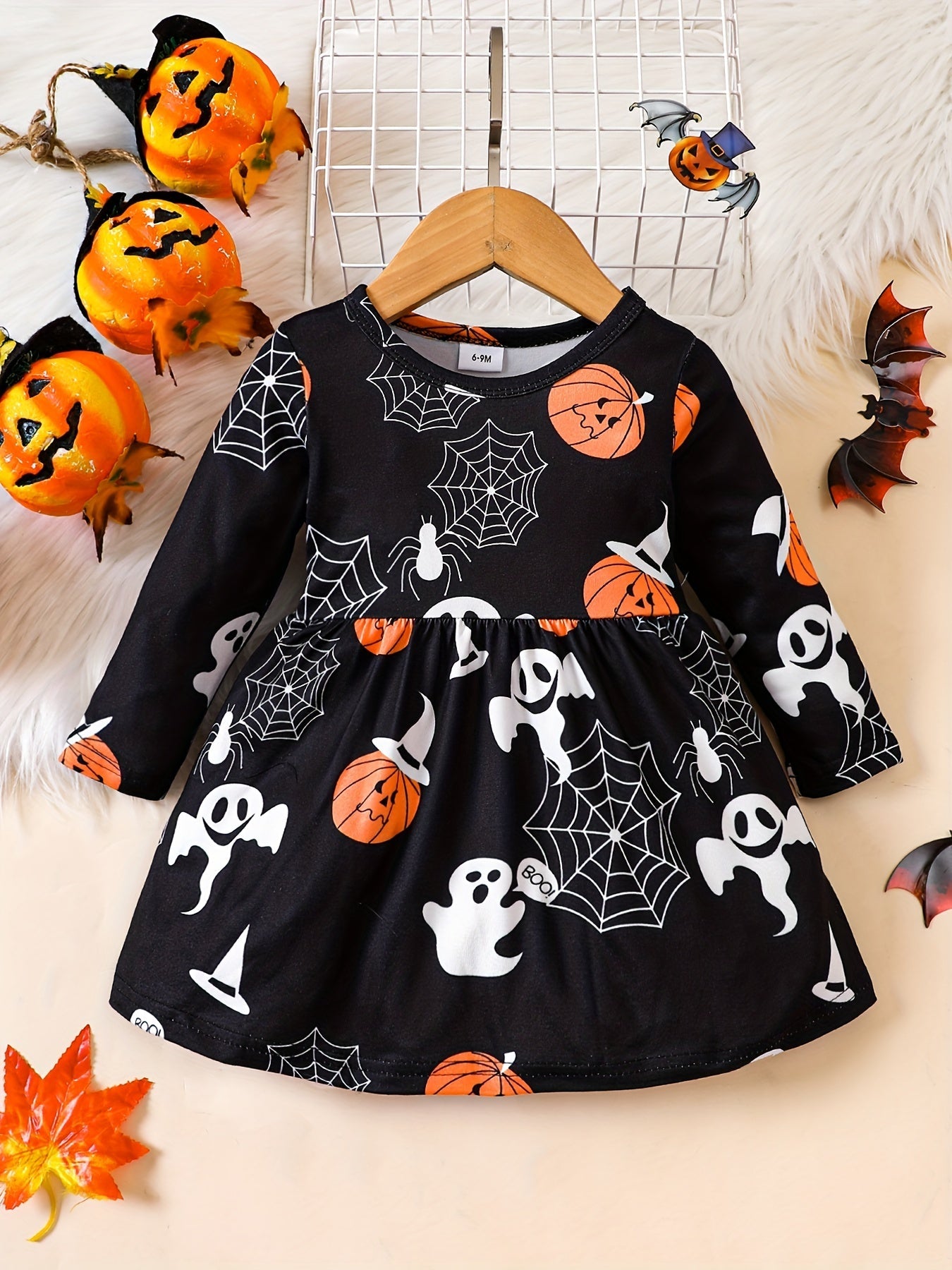 Halloween-jurk voor babymeisjes met print