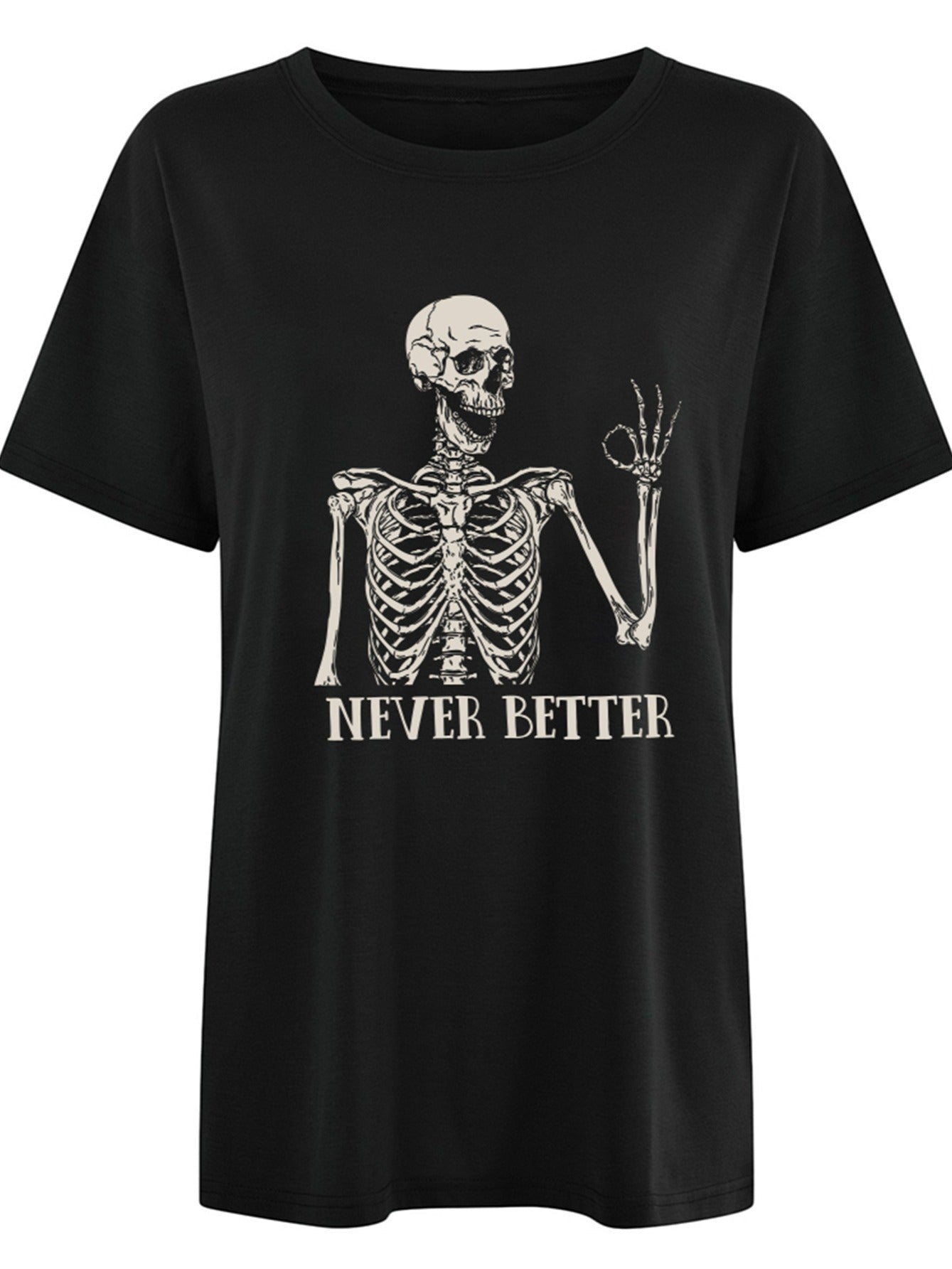 Halloween T-shirt met skeletprint, vintage look