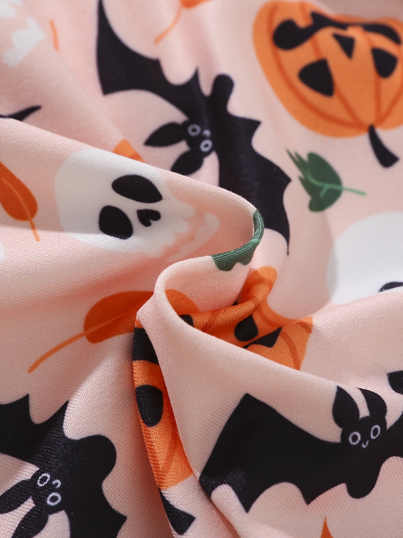 Halloween jurk voor babymeisjes met plooidetails en pompoenprint